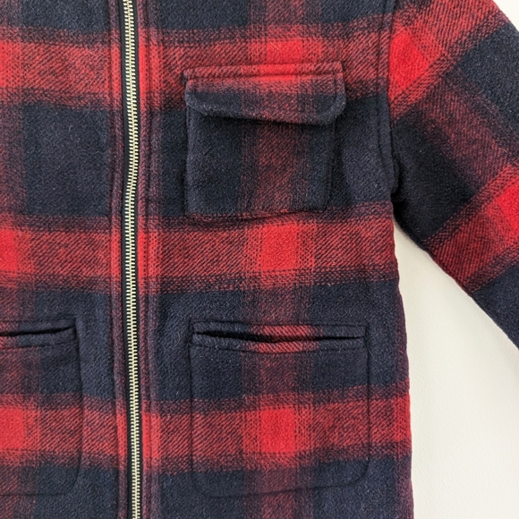 Zara Girl's Navy + Red Plaid Kids Jacket - Picture 6 of 8